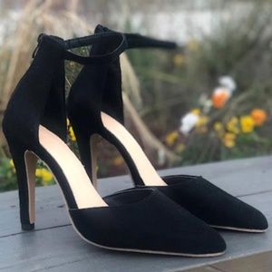 Black Pointed Toe Suede Heels